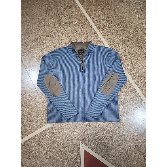 Guide Series XL Ribbed Pullover 1/4 Zip Sweater Elbow Patches Crew Neck Stretch - Picture 1 of 9